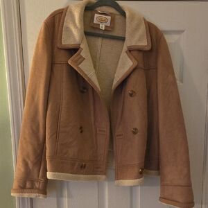 Talbots Tan Bomber Jacket with Cream Accents